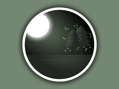 Forest At Night badge firefly forest moon night vector