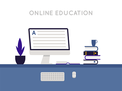 online education design distance education flat illustration profession simple ui workplace