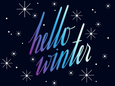 Hello Winter gradient hello lettering old fashioned retro simple winter