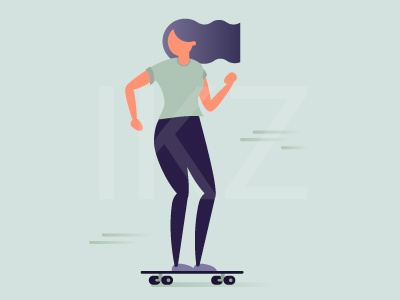 Skateboard girl flat girl illustration simple skateboard
