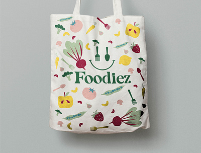 foodiez bag branding design illustration logo pinkfoodillustrationlogo typography vector
