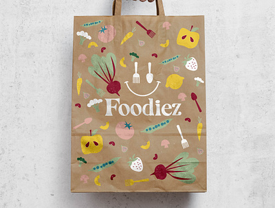 foodiez recycle bags branding design illustration logo typography vector