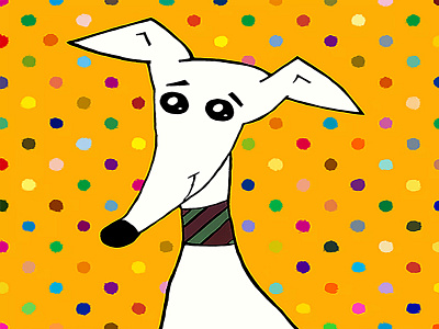 GREYHOUND COLORED POLKA DOTS