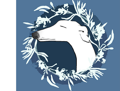 LITTLE ANGEL FACE design dog flower greyhound illustradion photoshop