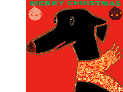 KIMA WISHES YOU MERRY CHRISTMAS black christmas design dog greyhound illustration photoshop