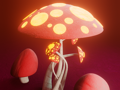 Stylized mushrooms 3d 3d modelling mushrooms stylized