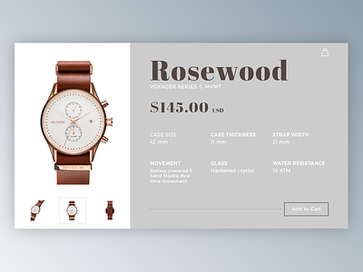 Ecommerce UI - Watch - Day 1 brown cart ecommerce series simple ui user interface ux watch