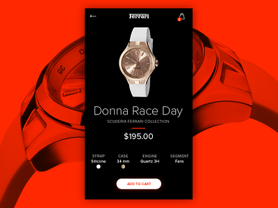 Ecommerce UI - Watch - Day 2 app black cart ecommerce mobile red series simple ui user interface ux watch
