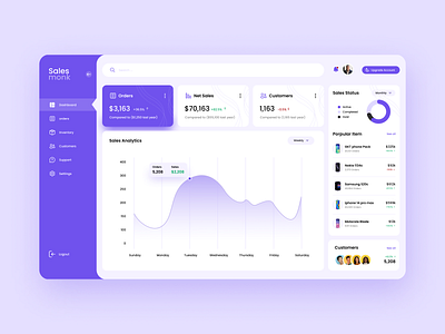 SalesMonk Product Dashboard UI design