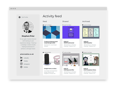 Dribble Daily UI 047 Activity Feed