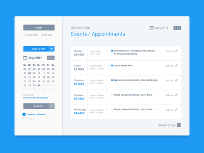 Dribble Daily UI 071 Schedule