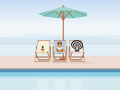 Made In The Shade beach dogs illustration pets pineapple pool summer sunshine