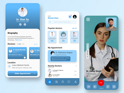 Online Doctor App Design. clinick app dentist doctor doctor app doctor appointment health app healthcare app lapp design medical app medicine mobile mobile app online doctor ui design ui designer ux design ux designer