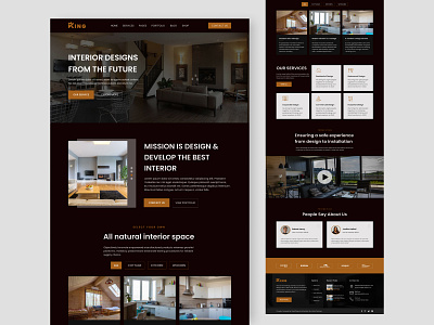 Inter - Interior Design Landing UI agency archite architect decoration design agency furniture header home home decor interior design interior landing page interior website landing page top ui design 2022 ui ui design uiux design ux web website