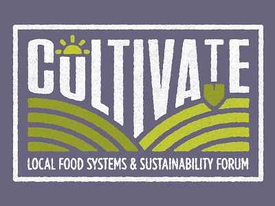 Cultivate Logo cultivate farm food garden green local non profit organic purple shovel sun vegetable