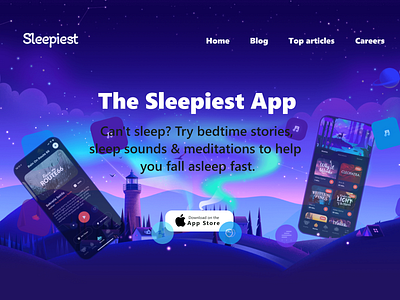 THE SLEEPIEST APP design graphic design inspiration landing page ui ui ux uiux design web design website design