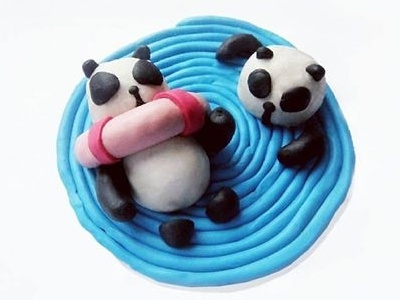 Swimming Panda design illustration panda plasticine swimming