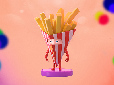 French Fries 3d animation art toy carnaval character colors costume denkwerk fun