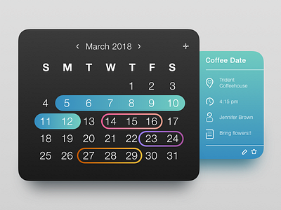 Calendar calendar gradient interaction ui ux uxdesign