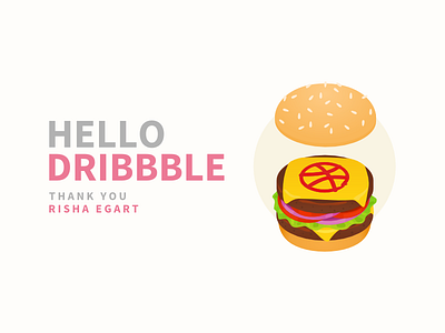 Hello Dribbble - Thanks for The Invite burger debutshot hello hello dribbble illustration sauce