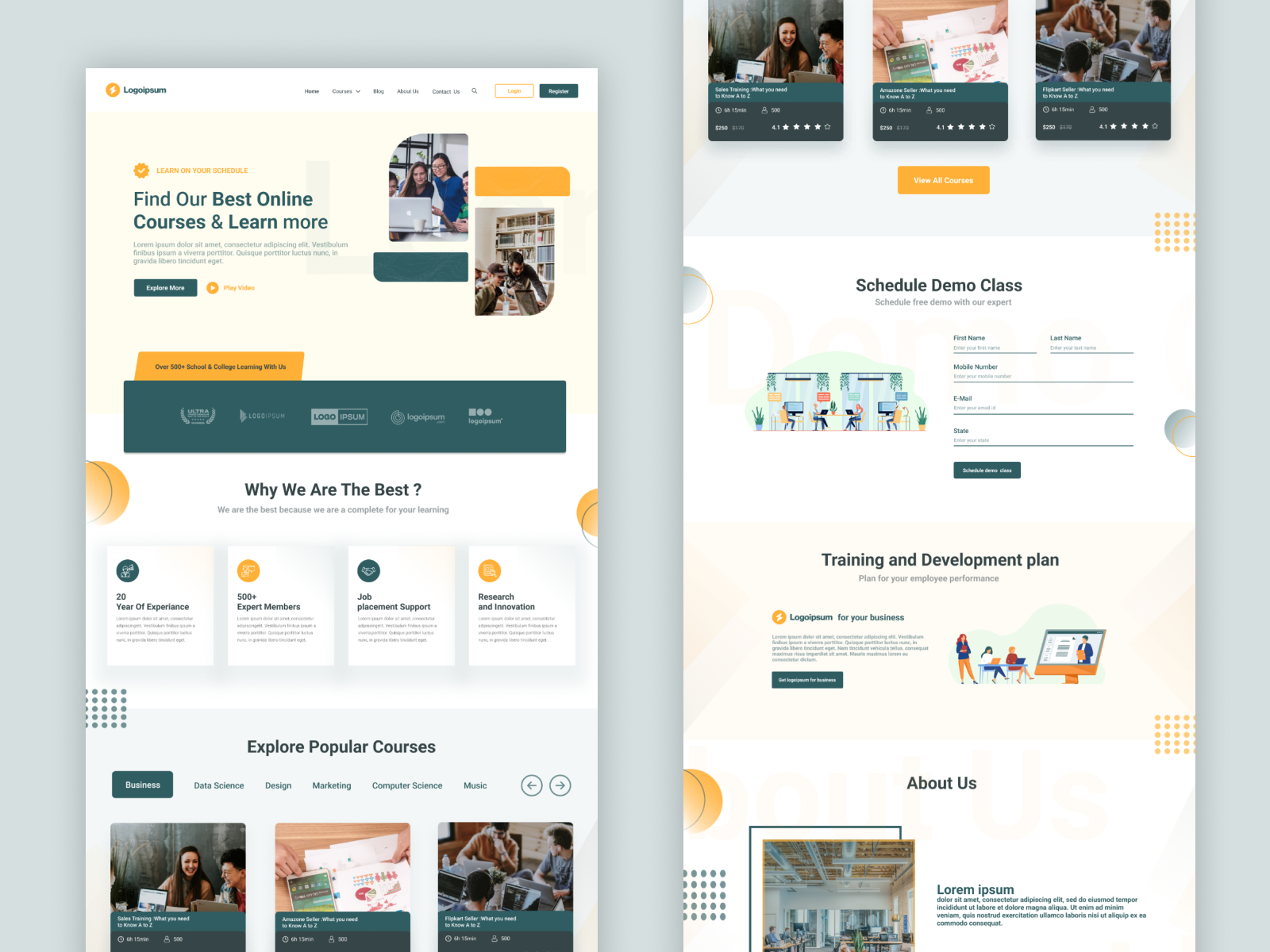 E - Learning Page Design by Insightlancer on Dribbble