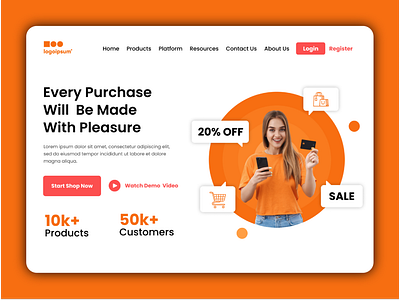 E-Commerce Website Landing Page adobe xd branding design figma graphic design illustration landingpage logo photoshop ui ux