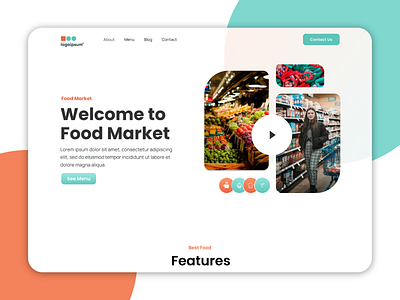 Food Market Landing Page adobe xd branding design figma illustration landingpage logo photoshop ui ux