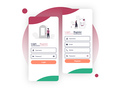 Login & Register Screen for Application adobe xd branding design figma illustration landingpage logo photoshop ui ux