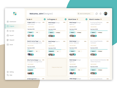 Project Management Dashboard Design(Employee Module) adobe xd branding design figma illustration landingpage logo photoshop ui ux