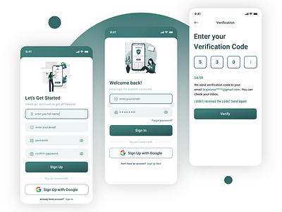 Login & Sign Up Mobile Screen UI/UX Design Concept adobe xd android application design design figma flutter hire me hire us ios landingpage login mobile app mobile application design register screen sign in sign up ui ux verification screen