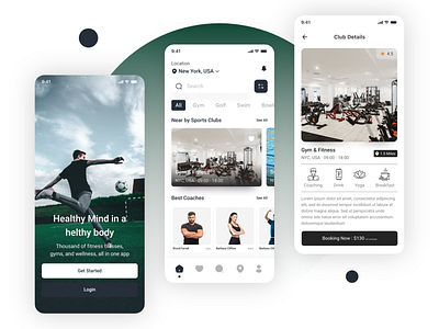 GYM & Sports Club Finder App adobe xd android app branding design figma fitness gym illustration ios landingpage mobile app photoshop ui ux