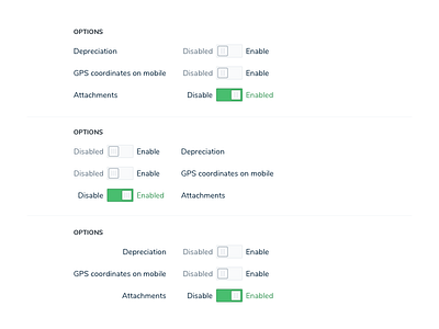 Toggle list alignment options alignment forms lists toggle toggle switch ui ux