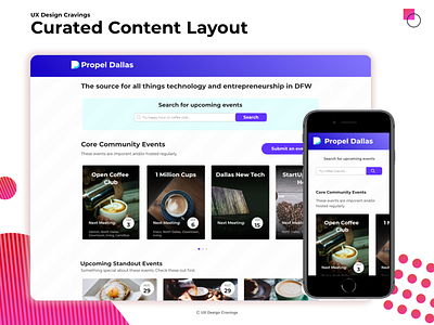 Curated Content Layout cards curated design events ui ux