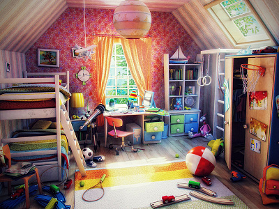 Children's Room 3d alekscg cartoon cgi childrens room kuskov render toys