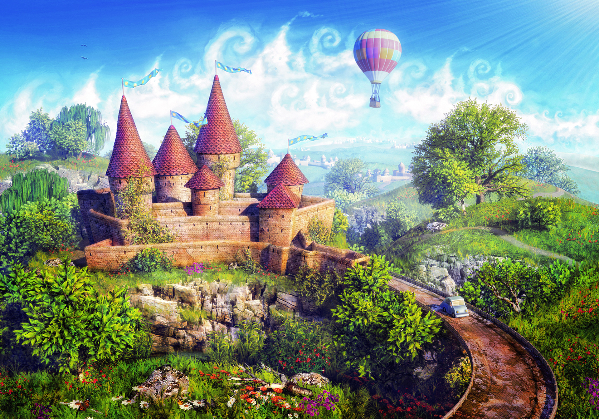 замок мультяшный. сказочный город игра. сказочный замок играть шариками. игра шарики ньютона. сказочный замок играть шариками.