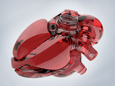 Heart RedGlas 3d alekscg cgi ciber cyborg future glass heart kuskov maya red render