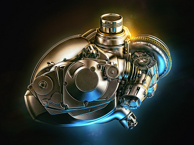 Acura Heart Engine 3d alekscg cgi ciber cyborg engine future heart kuskov maya metal render