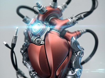 Engine Your Heart 3d alekscg cgi ciber cyborg future hand heart kuskov maya metal render