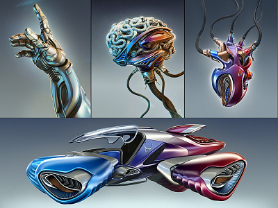 FORCAM Campaign Key Visuals 3d artificial intelligence cgi forcam human machine interaction key visuals mechanical brain mechanical heart render robot