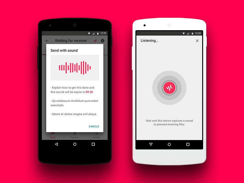 Inaudible sound file transfer UI prototype android animation gif inaudible interaction principle sketch3 soundly transition ui ux