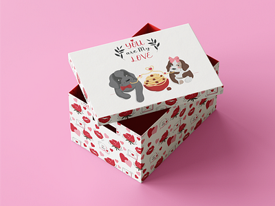 Valentine's Day/ Example of romantic packaging adobe illustrator cute dogs cute dogs in love design funny dogs funny spaghetti graphic design i love you illustration love lovers packaging romantic packaging rose spaghetti valentines day you are my love