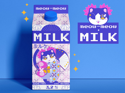 Meow-meow Milk branding cat character design flat graphic design illustration logo milk product vector