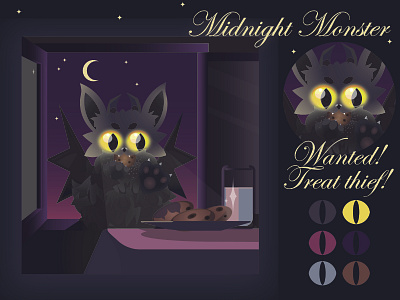 Midnight monster character illustration vector
