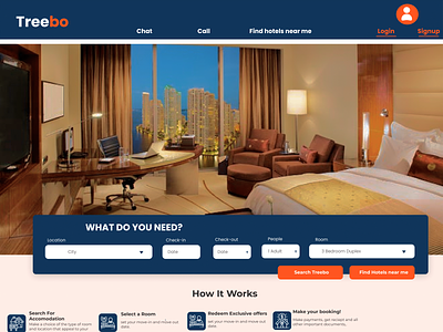 Landing page for Treebo Hotel Booking graphic design logo ui