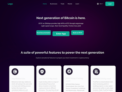 Designed a landing page for a Crypto website
