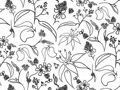 Mango Floral fleestudio hand drawn pattern repeat surface design