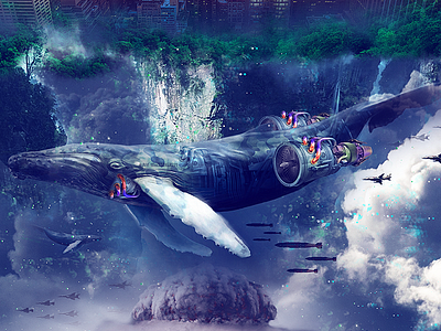 Blue Whale digital art india photoshop