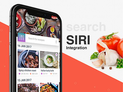 Recipe search Siri Integration hotel illustrator photoshop recipe ux design visual design