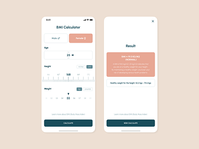BMI Calculator | DailyUI 004 bmi calculator dailyui design mobile mobile app ui ux
