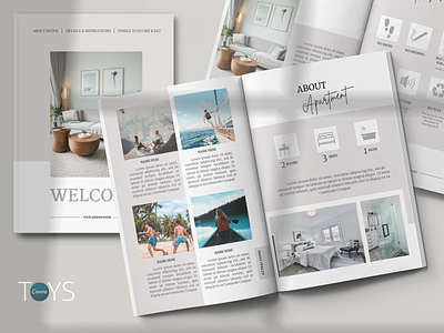 AIRBNB welcome book Template airbnb design airbnb welcome book book template branding branding book canva template design editable in canva graphic design illustration made in canva signs canva templates welcome book template welcome guidebook